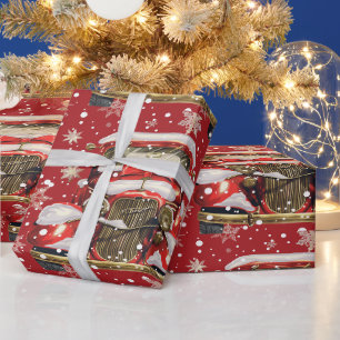Papier Cadeau Camion vintage avec décor de Noël