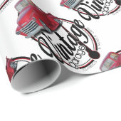 Papier Cadeau Camion vintage de garage (Coin rond)