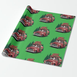 Papier Cadeau Camion vintage des années 50 Noël