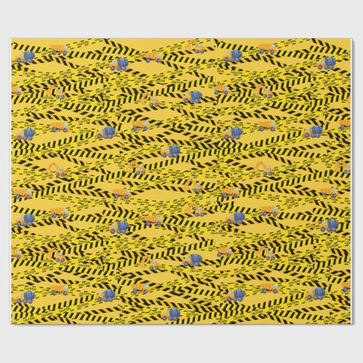 Papier Cadeau Camions de construction (Plat)