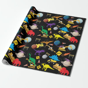 Papier Cadeau Camions de construction Astronaut Dinosaures dans 