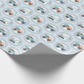 Papier Cadeau Camions de construction - Bleu Blancs (Coin)