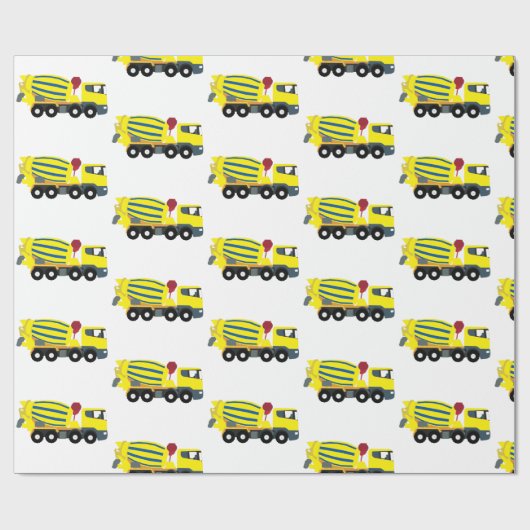 Papier Cadeau Camions de construction Camions en ciment en béton (Plat)