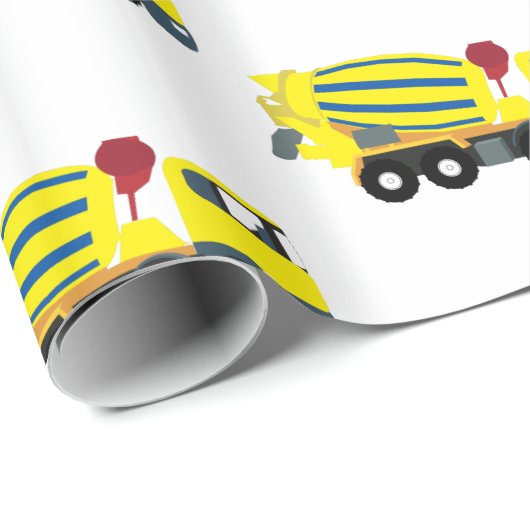 Papier Cadeau Camions de construction Camions en ciment en béton (Coin rond)