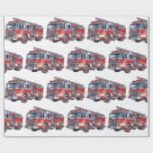 Papier Cadeau Camions de pompiers rouges (Plat)