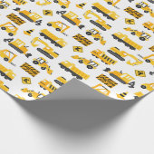 Papier Cadeau Camions et panneaux de construction Motif blanc (Coin)