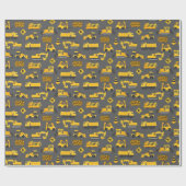 Papier Cadeau Camions et panneaux de construction Motif Grey (Plat)