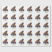 Papier Cadeau Camions Monster Dinosaure T-Rex (Plat)