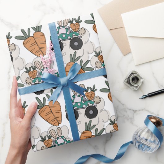 Papier Cadeau Camions Rabbit de Pâques Enveloppement Papier (Cadeaux)