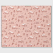 Papier Cadeau Camions Rose en or Blush Noël mignon (Plat)