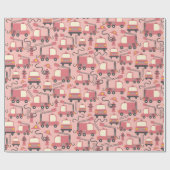 Papier Cadeau Camions rouges Pompiers Enfants Secourir Véhicules (Plat)