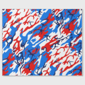 Papier Cadeau Camo blanc et bleu rouge (Plat)
