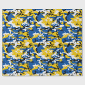 Papier Cadeau Camo bleu et jaune (Plat)