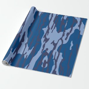 Papier Cadeau Camo bleu Motif militaire Camouflage bleu