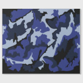 Papier Cadeau Camo Bleu, Papier Enveloppant (Plat)