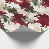 Papier Cadeau Camo Crème Rouge Vert (Coin)
