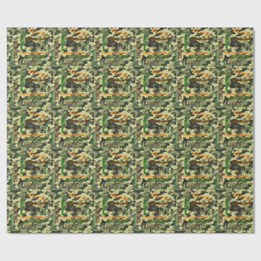 Papier Cadeau Camo Custom NAME Joyeux cadeau d'anniversaire (Plat)