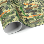 Papier Cadeau Camo Custom NAME Joyeux cadeau d'anniversaire (Coin rond)
