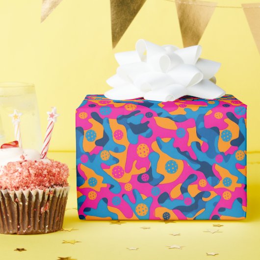 Papier Cadeau Camo du Pickleball Party (Fête d'anniversaire)