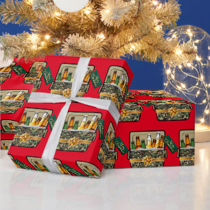 Papier Cadeau Camo Ice Chest Avec Bière Joyeux Noël