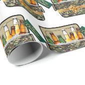 Papier Cadeau Camo Ice Chest Avec Bière Joyeux Noël (Coin rond)