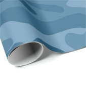 Papier Cadeau Camo Monocolore Bleu Acier (Coin rond)