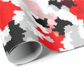 Papier Cadeau Camo noir rouge noir noir Conception abstraite (Coin rond)