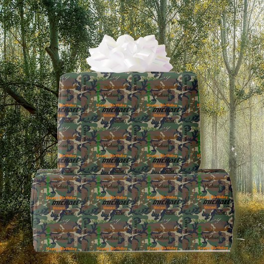 Papier Cadeau Camo NOM Répétant Joyeux cadeau d'anniversaire
