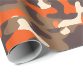 Papier Cadeau Camo orange et Brown (Coin rond)