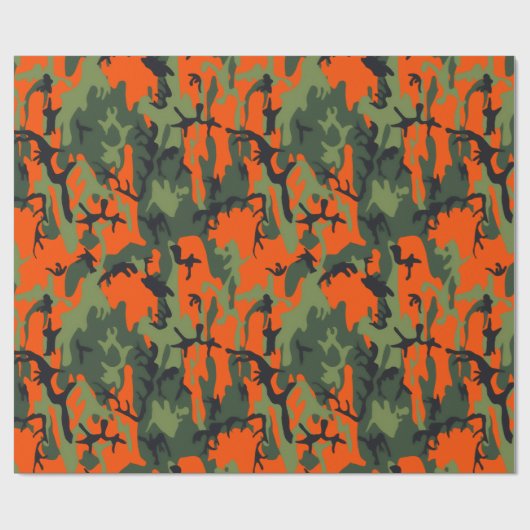 Papier Cadeau Camo orange et vert de sécurité (Plat)