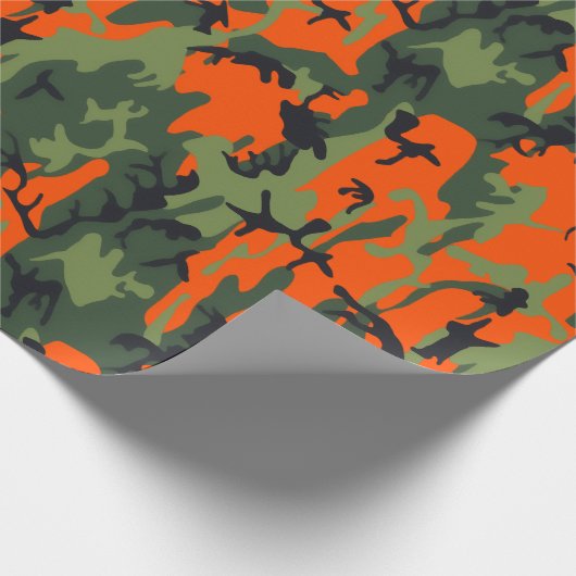 Papier Cadeau Camo orange et vert de sécurité (Coin)