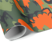 Papier Cadeau Camo orange et vert de sécurité (Coin rond)