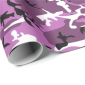 Papier Cadeau Camo rose et mauve (Coin rond)