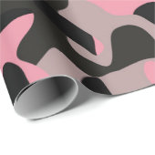 Papier Cadeau Camo rose et noir (Coin rond)