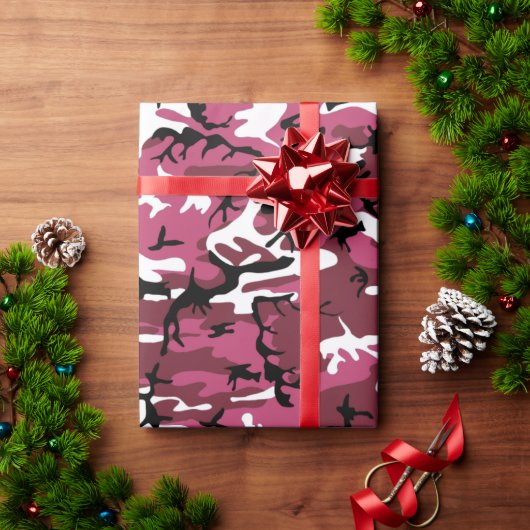 Papier Cadeau Camo rose fille (Cadeau de vacances)