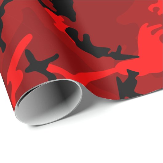 Papier Cadeau Camo rouge cool (Coin rond)