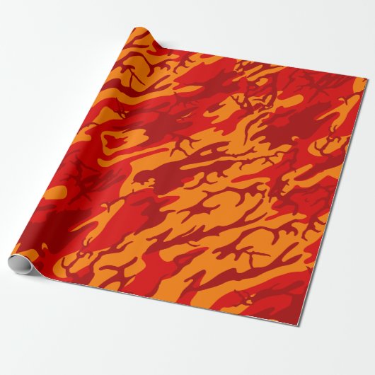 Papier Cadeau Camo rouge lave (Déroulé)