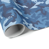 Papier Cadeau Camo sympa - Bleu (Coin rond)