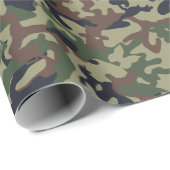 Papier Cadeau Camo sympa - Woodland Green (Coin rond)