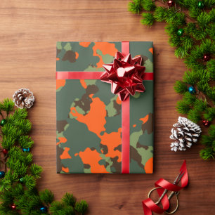Papier Cadeau Camo vert avec lame de sécurité Orange