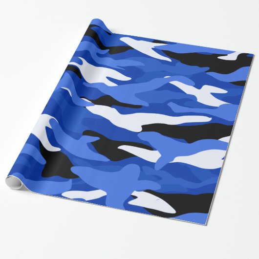 Papier Cadeau Camouflage bleu (Déroulé)