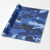 Papier Cadeau Camouflage Bleu Camo Motif de l'armée (Déroulé)