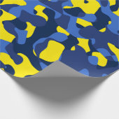 Papier Cadeau Camouflage bleu jaune Motif d'impression (Coin)