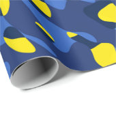 Papier Cadeau Camouflage bleu jaune Motif d'impression (Coin rond)