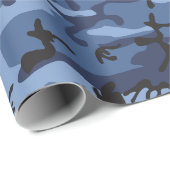 Papier Cadeau Camouflage bleu marine, Militaire, Armée (Coin rond)