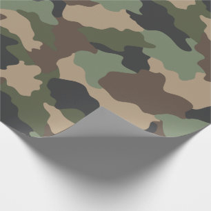 Papier Cadeau Camouflage Bois Camo Militaire Kaki Tan Noir