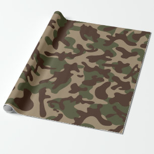 Papier Cadeau Camouflage Bois Profond