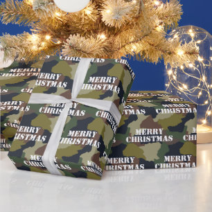 Papier Cadeau Camouflage Brown vert militaire Joyeux Noël