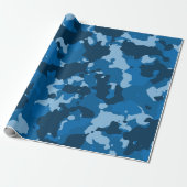 Papier Cadeau Camouflage Camo Marine Bleue (Déroulé)