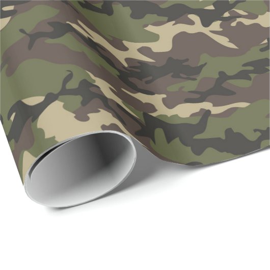 Papier Cadeau Camouflage Camo Vert (Coin rond)